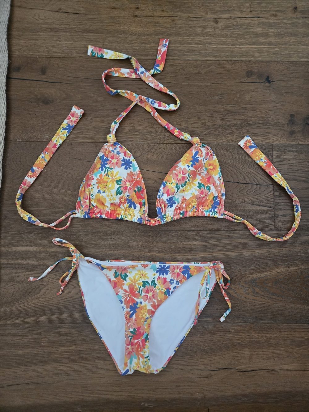 Floral Tie-String Triangle Bikini - Multicolor